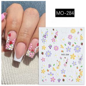 5D flor en relieve pegatinas coloridas para <span class=keywords><strong>uñas</strong></span> Simple DIY flores silvestres deslizadores <span class=keywords><strong>girasol</strong></span> Margarita primavera grabado arte manicura calcomanías - Product Image 2