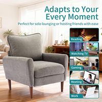 Fauteuil d'appoint OLIXIS confortable de style moderne du milieu du siècle, avec dossier rembourré, pieds en métal, structure en bois massif, assise large, gris, pour salon ou salle d'attente