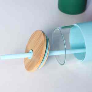 Vaso con Tapa de Bambú Simple, Gran Capacidad, Cubierta de Silicona, Termo de Metal Grueso, Aislamiento Térmico, Ecológico y Moderno - Product Image 5