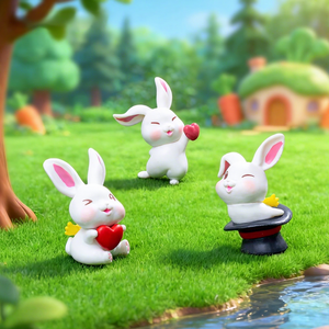 Accessoires de jardinage DIY : Micro-paysage en résine sur le thème des animaux de dessin animé mignons (radis, <span class=keywords><strong>petit</strong></span> lapin) - Product Image 3