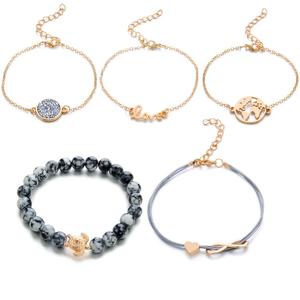 5 Pieces Set Love Letter World Map <strong>Turtle</strong> Natural Bead Bracelet <strong>Jewelry</strong> for Women - Product Image 3