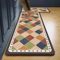 Modern Anti-Fatigue 2pcs Kitchen Mats Set Washable Non-Slip Waterproof Rubber Floor Rugs Comfort Cushion Geometric Pattern 2.5mm