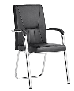 Chaise de bureau moderne en cuir noir avec accoudoirs Chaise d'invité ergonomique pour bureau à domicile - Product Image 1