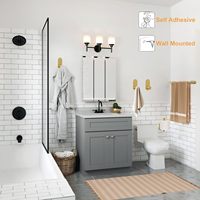 Ensemble d'accessoires de salle de bain de luxe en acier inoxydable doré, 4 pièces, auto-adhésif, à fixer au mur, comprenant un porte-serviette