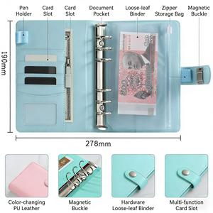 A6 PU Leather Hardcover Loose-Leaf Travel <b>Journal</b> with Zipper Closure 17 Sheets for Office Learning and School Use - Product Image 5