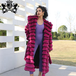 <span class=keywords><strong>Abrigo</strong></span> Largo con Capucha de Piel Sintética de Chinchilla de Primera Calidad para Mujer Janefur, <span class=keywords><strong>Abrigo</strong></span> de Piel Sintética de Chinchilla con Cinturón para Mujer - Product Image 4