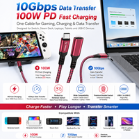 Câble d'extension USB 3.1 Type C LUNGKAY 10 Gbps 100 W PD à charge rapide 4K144Hz, mâle vers femelle, cordon tressé en nylon pour VR MacBook SSD
