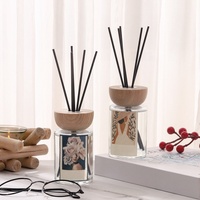 Diffuseur de parfum cylindrique 150 ml, flacon vide en verre pour diffuseur à roseaux, recyclable avec bouchon en bois