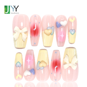 <span class=keywords><strong>Uñas</strong></span> Postizas <span class=keywords><strong>de</strong></span> Gel con Diseño <span class=keywords><strong>de</strong></span> Corazón, Longitud Media, Acrílicas, Coreanas, para Chicas, Hechas a Mano, Decoradas con Arte 3D - Product Image 1