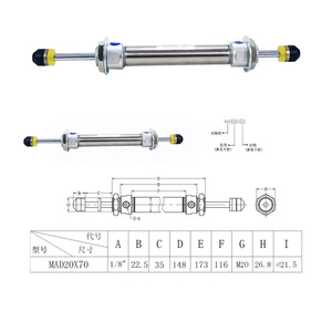 CG1BN20 Long Stroke Thin Type Pneumatic Cylinder Aluminum Body Thread Connection Positioning Cylinder - Product Image 4