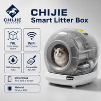 Chijie 78L Bac à litière pour chat extra large, intelligent, autonettoyant, avec application WiFi, en matériau PP, pour chats de grande taille, surveillance de la santé à distance