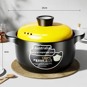 หม้อตุ๋นเซรามิกใหม่ ทนความร้อนสูง ใช้กับเตาแก๊ส ไม่แตก ไม่ไหม้ ใช้ทำซุป ข้าวต้ม พร้อมฝาปิด - Product Image 6