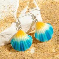 Pendientes de moda al por mayor ChuYao, con diseño de estrella de mar y concha, de resina acrílica, estilo bohemio, para mujer, joyería personalizada