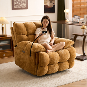 Moderner Luxus-Wohnzimmer-Drehsessel Elektrischer Relaxsessel Einzelsofa Schaukelstuhl Schlafzimmer-Liegesessel Samt-Armlehnstuhl Designer-Möbel - Product Image 1