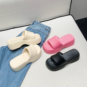 Sandalias de Plataforma para Mujer, Estilo Europeo Americano, Inspiradas en Instagram, Casuales de Verano, Rojas, sin Talón, para Exteriores - Product Image 4