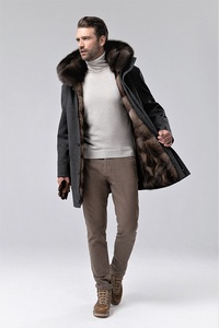 Vêtements d'extérieur à manches longues pour hommes <span class=keywords><strong>Manteau</strong></span> en <span class=keywords><strong>laine</strong></span> et fourrure de zibeline avec poches à capuche détachables <span class=keywords><strong>Manteau</strong></span> en fourrure de zibeline - Product Image 5