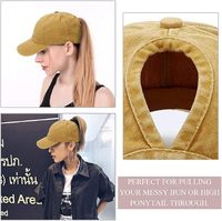 Wins Flying Custom Hats Blank Caps Dames Katoenen Paardenstaartpetten Ongestructureerde Verweerde Gewassen Sport Paardenstaart Baseballpet