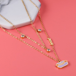 Free Shipping Women Earrings Necklaces Jewelry Stainless Steel Rose Gold Plated <b>Diamond</b> Crystal Food Pendant <b>Bangle</b> <b>Bracelets</b> - Product Image 5