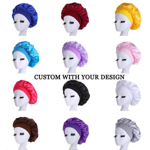 Bonnet de nuit en <span class=keywords><strong>satin</strong></span> de haute qualité avec logo personnalisé, bande élastique, doublure en <span class=keywords><strong>satin</strong></span> doux pour cheveux naturels ou bouclés - Product Image 6
