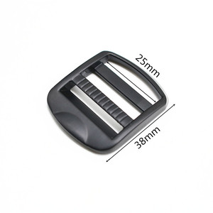 Hebilla de bloqueo de escalera de aleación de <span class=keywords><strong>Metal</strong></span> resistente negro mate personalizada, correa de ajuste, hebilla de escalera deslizante para correa de mochila, cinturón de 25mm - Product Image 4