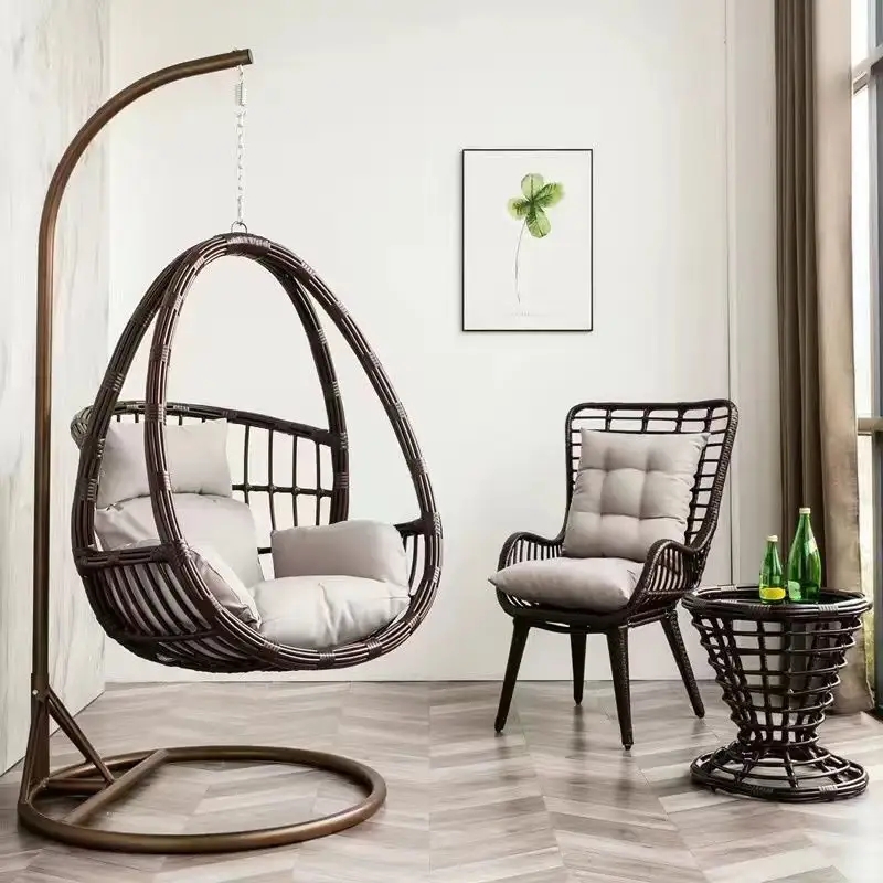 Fashion Style Egg Shape Hanging Chair Outdoor Furniture Garden Rattan Swing Chair