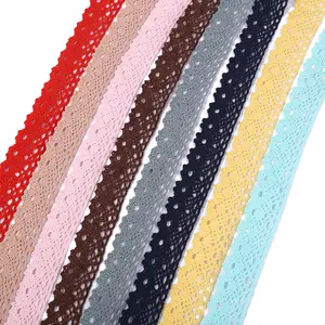 Wholesale 2.5cm lace double bud color cotton thread lace trim for home textile and garment decoration