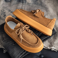 Chaussures Kangourou 2025 Automne Style Britannique Rétro Chaussures Casual Homme Couleur Unie Chaussures de Marche Fibre Superfine Respirante Maille Semelle Souple
