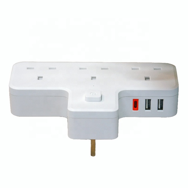 Hot Selling Factory Wall Mounted Electric Wireless Power Socket 3 USB 2 Output Ports UK Plug 13A Rated Current Fireproof PC IP41