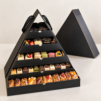 Boîte pyramide personnalisée avec logo, en carton, pour emballage de desserts, plateau de présentation alimentaire avec plateaux pour gâteaux et pâtisseries
