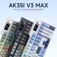 AJAZZ AK35I V3 Keyboard Gaming Mekanik 104-Tombol Ukuran Penuh Struktur Gasket Hot-Swappable Layar TFT RGB Backlit Tombol Logam