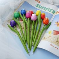 Stylo bille en forme de tulipe, peint à la main, motif floral décoratif, personnalisable avec logo, cadeau souvenir pour mariage, papeterie de fête