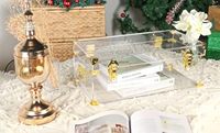 Vente en gros usine : Coffre de rangement décoratif en acrylique transparent, moderne, personnalisé, lavable, à surface polie, avec serrures et poignée