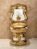 Ensemble WC en céramique doré KD-21GPA Grace, sanitaires de luxe Chaozhou, design doré, WC deux pièces sur pied