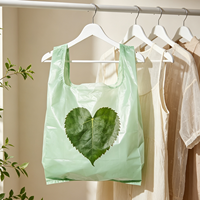 Sacs en plastique jetables en forme de cœur à motif de feuilles vert clair, sacs de courses imperméables, sacs de transport alimentaire, vente en gros