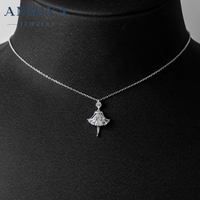 Cadena colgante de elfo hermoso de Plata de Ley 925, collar de Ángel de circón para niña pequeña para mujer, accesorios de joyería fina