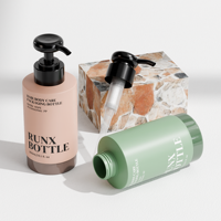 Bouteille en plastique givré HDPE personnalisée au toucher doux 300ml 450ml 500ml 750ml pour shampoing et après-shampoing avec pompe noire