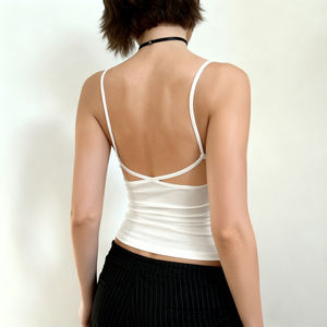 Camiseta sin mangas de punto con estampado de letras rojas estilo americano, sexy, ajustada, para mujer, estilo urbano - Product Image 4