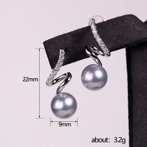 Orecchini pendenti Picbauic in oro bianco con perle finte e diamanti Pav, gioielli moderni da donna alla moda - Product Image 6