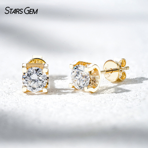 Pendientes con Diseño de Cabeza de Toro Starsgem, 0.5ct*2 Piezas, DEF VS, Corte Brillante Redondo, Diamantes Cultivados en Laboratorio - Product Image 2