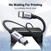 Kabel Printer UGREEN USB B ke USB C, Kabel MIDI USB C 3FT, Kabel Printer Berlapis Nilon untuk MacBook Pro/Air