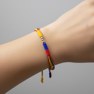 Pulsera de Cuentas Plateadas Multicapa de Moda, Cordón Trenzado Ajustable con Diseño de Banderas de Países y Cuerdas Coloridas para Promoción - Product Image 5
