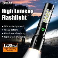 Lampe torche multifonctionnelle en alliage d'aluminium, puissante, avec laser LED COB, pour le travail en extérieur, rechargeable par Type-C, petite lampe torche - Vente flash