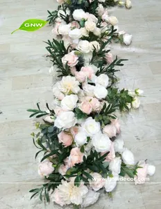 GNW FLW1707007 Caldo di Vendita di Fiori Ghirlande di Fiori per Matrimoni Indiani Della Parete Del Fiore Bianco e Verde Fiori Decorativi e Corone