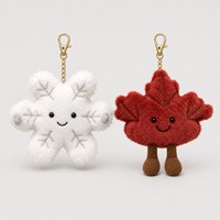 Porte-clés en peluche flocon de neige feuille d'érable mignon, breloque de sac, pendentif d'hiver, vente en gros personnalisée