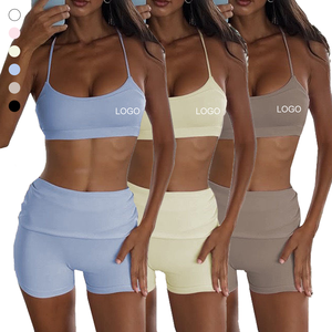 Soutien-gorge de sport pour femmes à forte poitrine, <span class=keywords><strong>ensemble</strong></span> short de sport et soutien-gorge de sport froncé pour femmes - Product Image 1