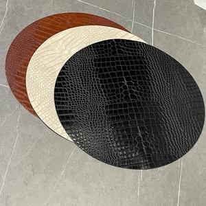 Custom Nordic Style Restaurant Table Decorative Recycled Crocodile Texture PU Table Mat <strong>Cream</strong> Leather <strong>Placemat</strong> - Product Image 4