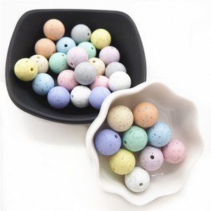 100 adet/torba DIY Anahtarlık Bileklik Kolye El Yapımı BPA İçermeyen Stok Renkli Granit Silikon Yuvarlak Boncuk Boncuklu Kalem için - Product Image 5