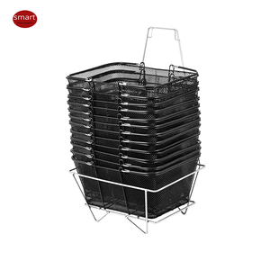 Panier de courses métallique empilable pour supermarché, panier à main en fil métallique pour épicerie - Product Image 1