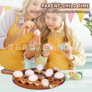 Xinqing Acacia Wood Egg <b>Storage</b> <b>Tray</b> With Handle Divided Design For Party Use - Product Image 1