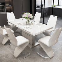 Meubles de salle à manger modernes, designs italiens, échantillon personnalisé, table et chaises de salle à manger en PU brillant de luxe, modulaires, fabriqués en Chine